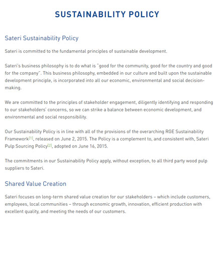 Sateri Sustainability Policy